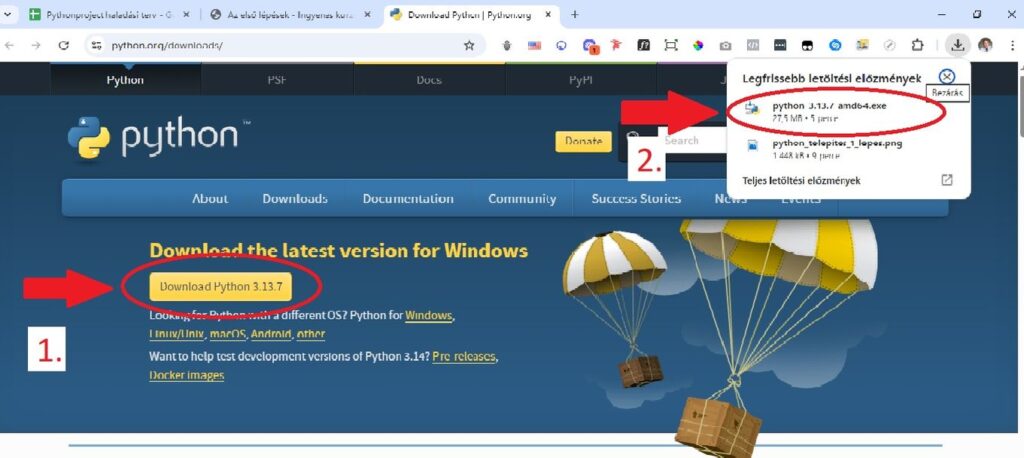 Python letöltése Windows rendszerre