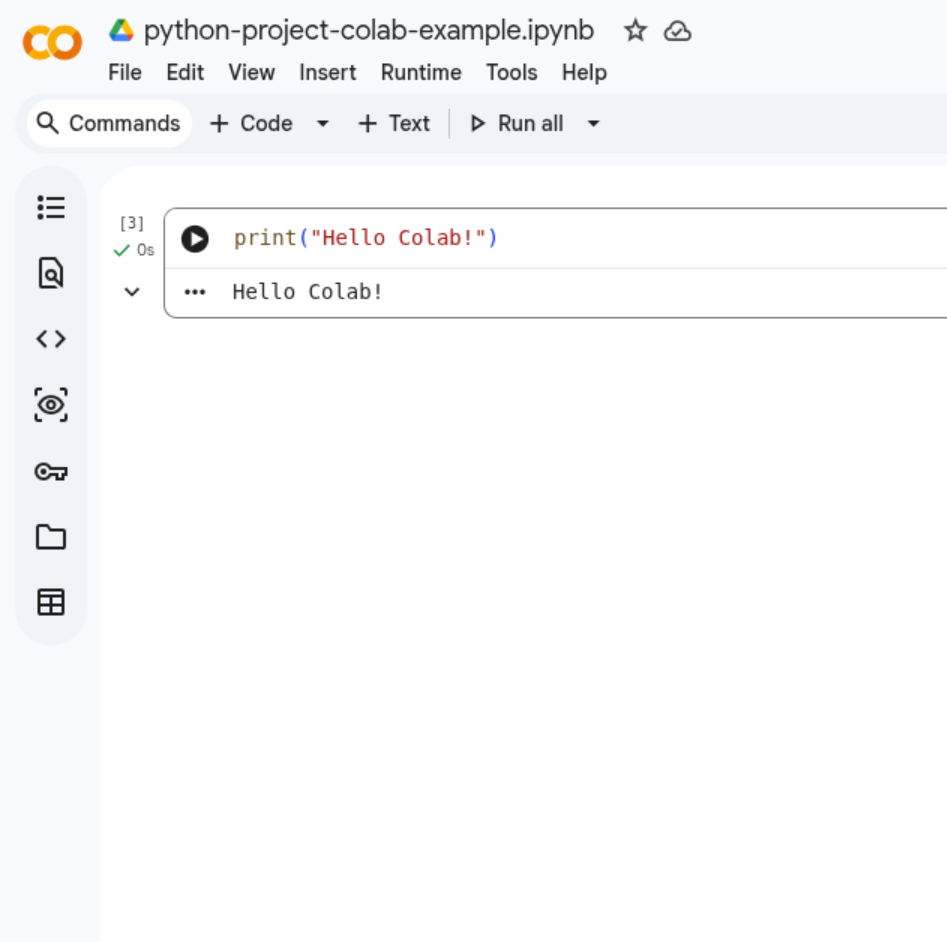 Google Colab példa python kód